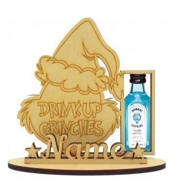 6mm 'Drink Up Grinches' Bombay Sapphire Gin Miniature Christmas Holder on a Stand - Stand Options